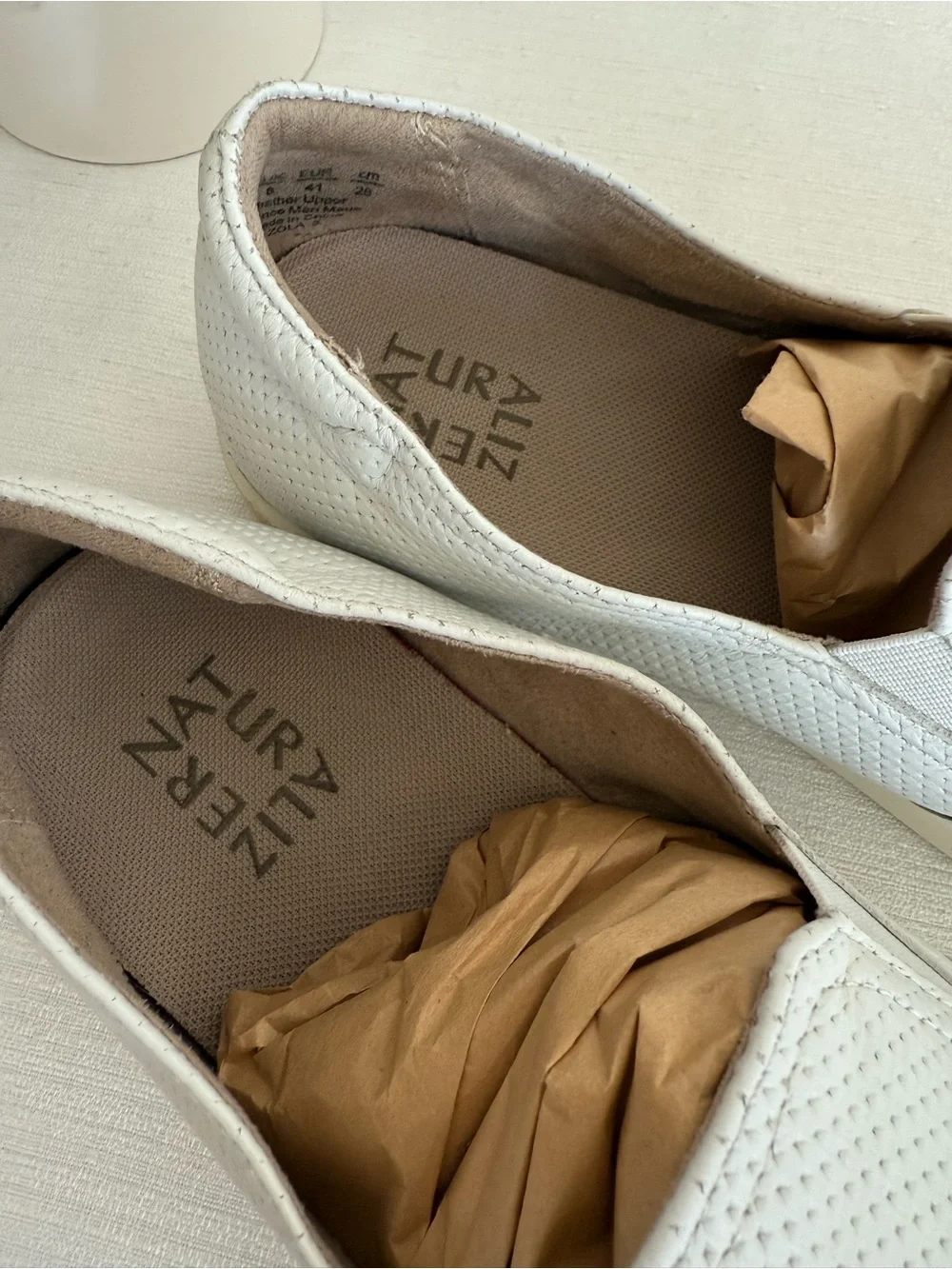 Naturalizer Zola White Perforated Leather Slip On Casual Sneakers